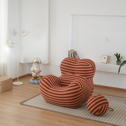 Unique Modern Stripe Accent Chair Sofa with Ottoman - AF-UP50B-RED