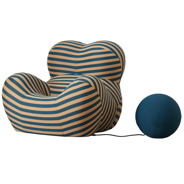 Unique Modern Stripe Accent Chair Sofa with Ottoman - AF-UP50B-RED