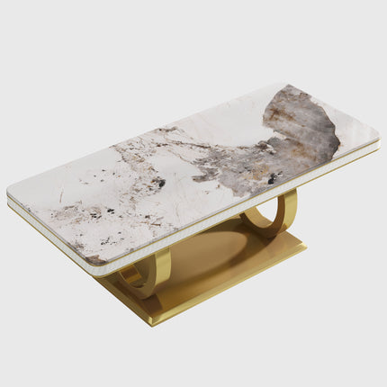 Modern Marble Dining Table, U-Shape Stainless Steel Base for Dining Room AF-DT002
