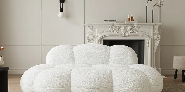 Bubble Curve Boneless Sherpa Fleece Sofa