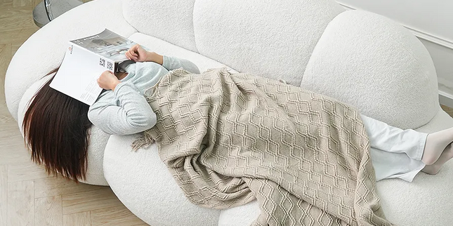 Bubble Curve Boneless Sherpa Fleece Sofa