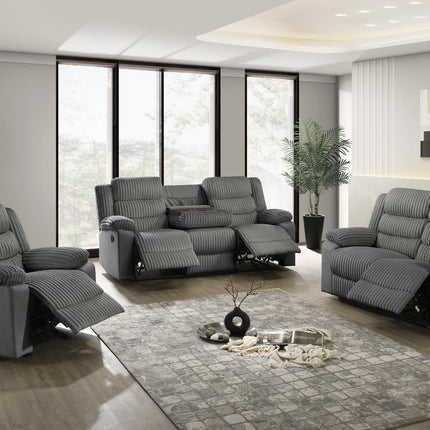 L3665-COMFORT 3 Piece Velvet Fabric Recliner Set