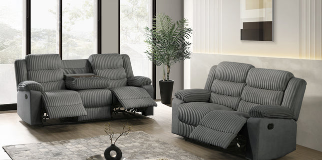 L3665-COMFORT 3 Piece Velvet Fabric Recliner Set