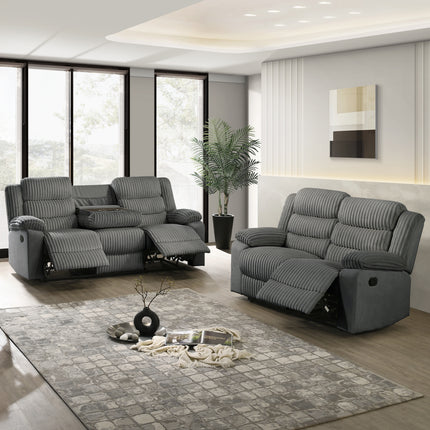 L3665-COMFORT 3 Piece Velvet Fabric Recliner Set