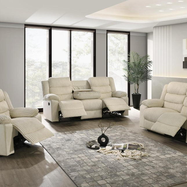 L3665-COMFORT 3 Piece Velvet Fabric Recliner Set
