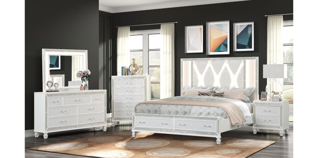 1391 Crystal Queen Bedroom Set White