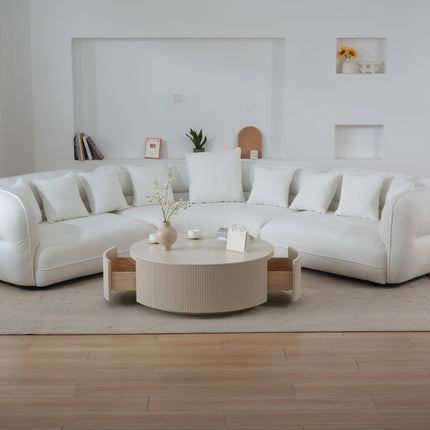 Minimalist Ribbed Round Coffee Table AF-CT006WE