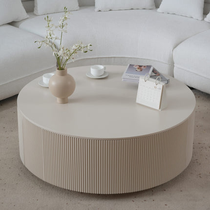 Minimalist Ribbed Round Coffee Table AF-CT006WE