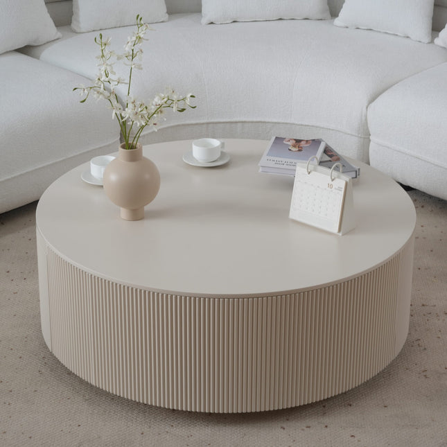 Minimalist Ribbed Round Coffee Table AF-CT006WE