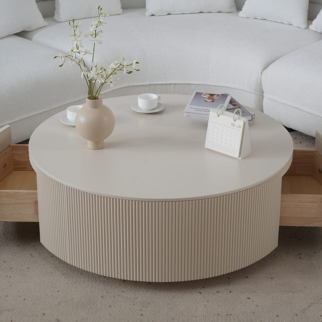 Minimalist Ribbed Round Coffee Table AF-CT006WE