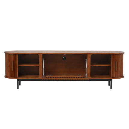 Mid-Century Slatted Wood TV Stand AF-TS002