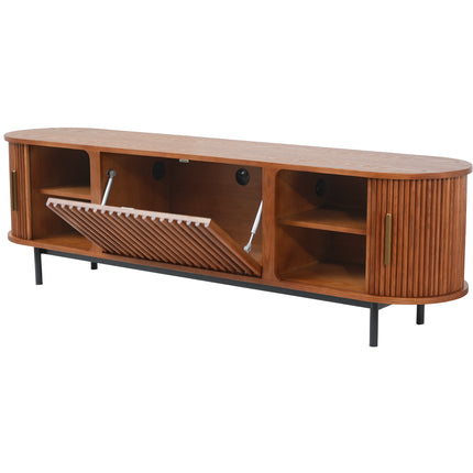 Mid-Century Slatted Wood TV Stand AF-TS002