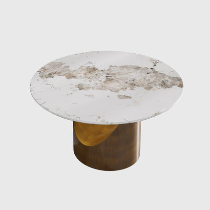 Modern round marble dining table with turntable - Lazy Susan
