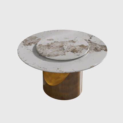 Modern round marble dining table with turntable - Lazy Susan