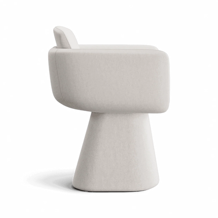 Rotatable Upholstered Dining Chair – Beige, Modern Accent Chair with Flared Pedestal Base
