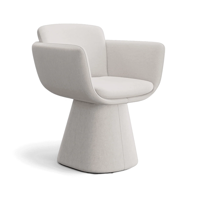 Rotatable Upholstered Dining Chair – Beige, Modern Accent Chair with Flared Pedestal Base