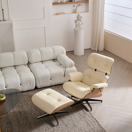 Modern Classic Leather Lounge Chair with Ottoman - AF-LC01WE
