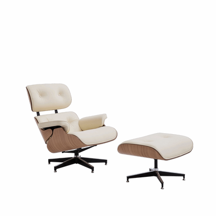 Modern Classic Leather Lounge Chair with Ottoman - AF-LC01WE