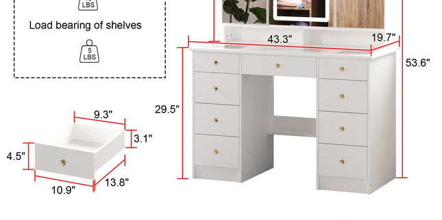 Grandelux Vanity Dresser with Mirror
