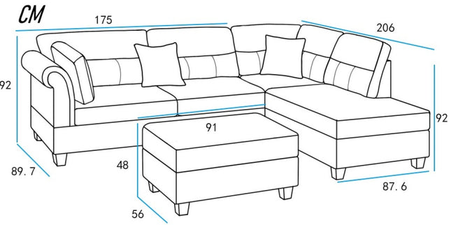 SECTIONAL & OTTOMAN - GREY KM107S