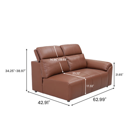 4-Seater Leather Look Sofa with Adjustable Headrests & Side Pocket Storage AF-SF033BR