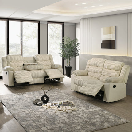 L3665-COMFORT 3 Piece Velvet Fabric Recliner Set
