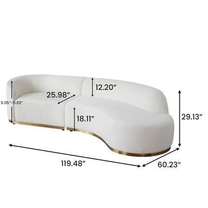 Contemporary Curved Couch in Sherpa Cover AF-SF008BE