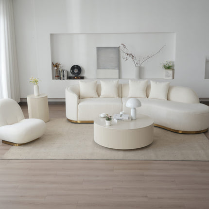 Contemporary Curved Couch in Sherpa Cover AF-SF008BE