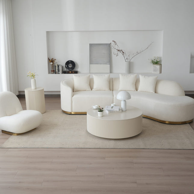 Contemporary Curved Couch in Sherpa Cover AF-SF008BE