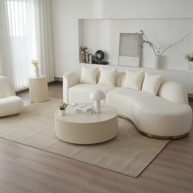 Contemporary Curved Couch in Sherpa Cover AF-SF008BE