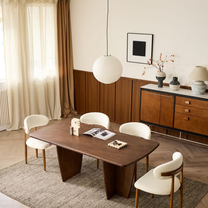 Modern Minimalist Dining Table with Tapered Walnut Base AF-DT015