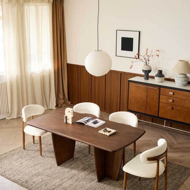 Modern Minimalist Dining Table with Tapered Walnut Base AF-DT015
