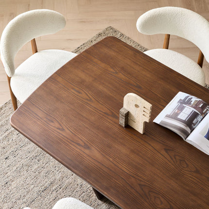 Modern Minimalist Dining Table with Tapered Walnut Base AF-DT015