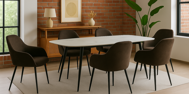 Lucas 7-PIECE DINING SET - WHITE/BROWN 952317