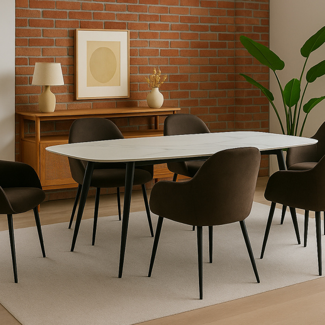 Lucas 7-PIECE DINING SET - WHITE/BROWN 952317