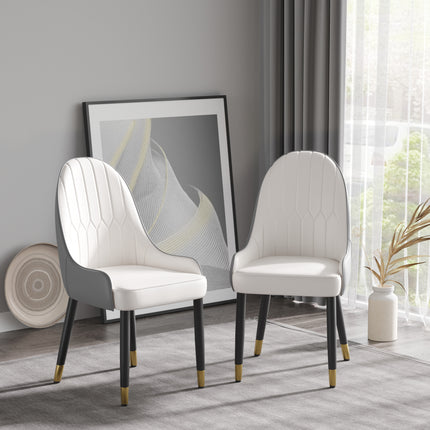 Modern Contrast Color Quilted Back Dining Chair Set of 2 AT-DC4