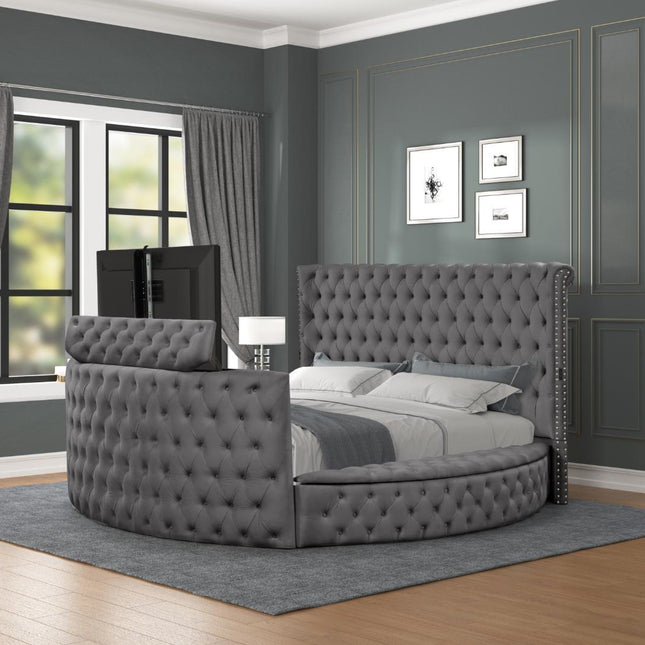 523 (Maya) TV King Bed in Grey