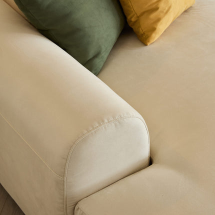 L-Shaped Sectional Sofa – Beige Cloud Sofa, Fixed Chaise Lounge, Oversized Deep Seat Couch AF-SF021WE